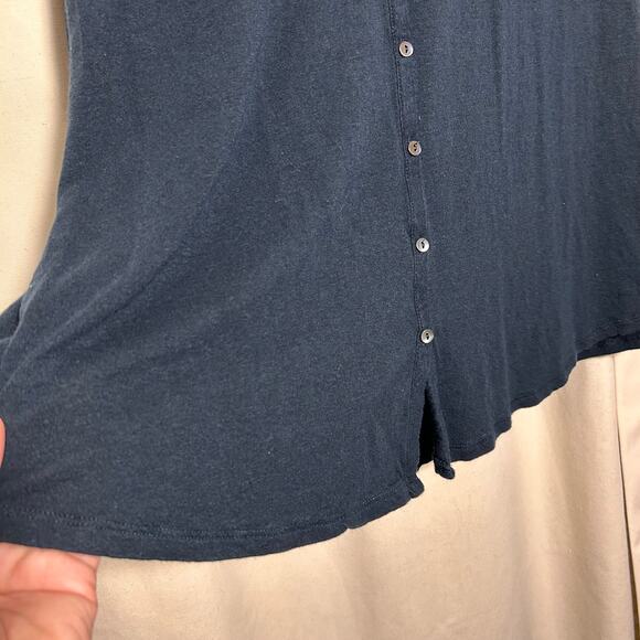 J. Jill V-Neck Tank Front Buttons‎ Linen Blend Navy Blue Womens Large Tall - Picture 6 of 12